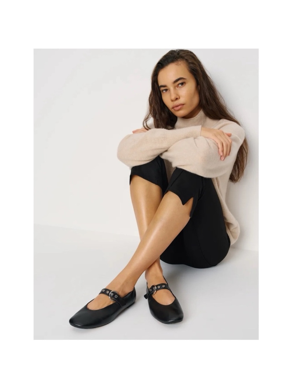 Reformation Bethany Ballet Flats Black Size 7 - Picture 10 of 12